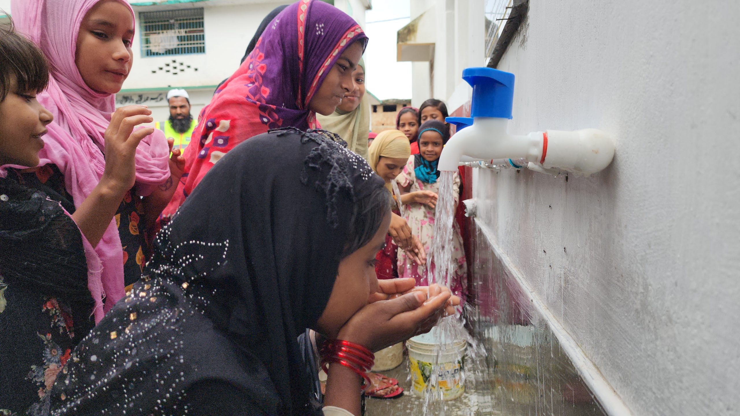 Children at water tap