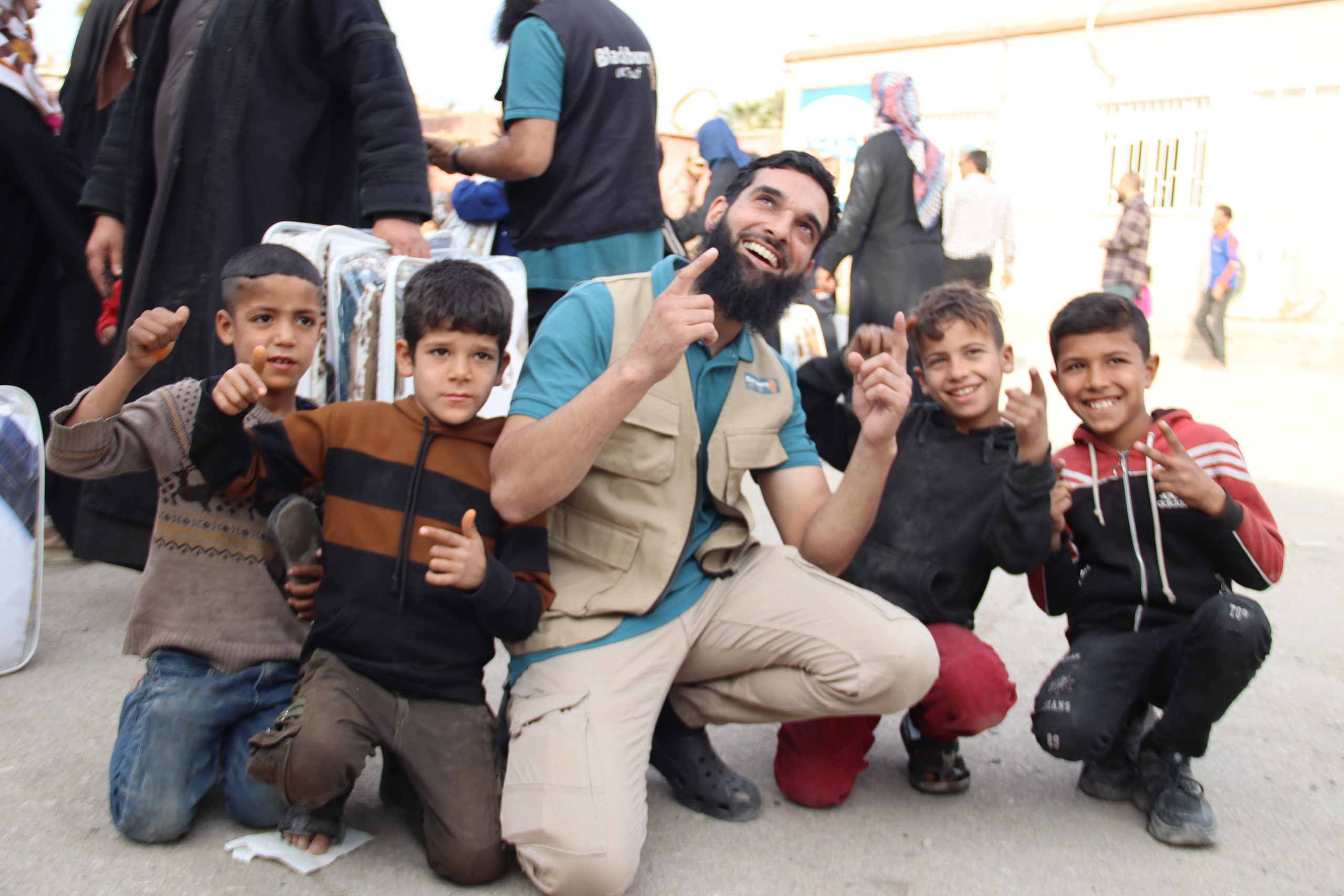 Volunteers with kids